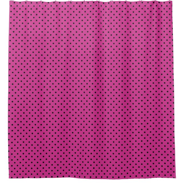 Moderne Rose Violet und Schwarze Punkte Duschvorhang (Vorderseite)
