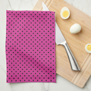 Moderne Rose Violet und Schwarze Punkte Geschirrtuch