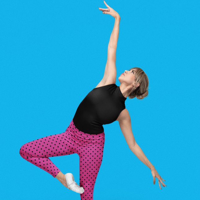 Moderne Rose Violet und Schwarze Punkte Leggings (Von Creator hochgeladen)