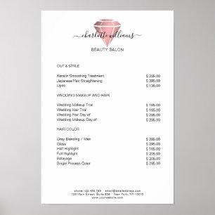 Moderne Rosegold Diamond Preisliste Poster