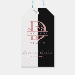 Moderne Roségold geteiltes individuelles Monogramm Geschenkanhänger