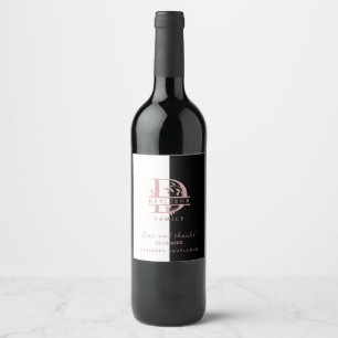 Moderne Roségold geteiltes individuelles Monogramm Weinetikett