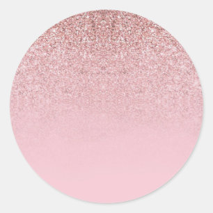 Moderne Roségold Glitter-Leer-Vorlage Text hinzufü Runder Aufkleber