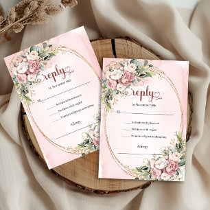 Moderne Roségold-Grün-Hochzeits-RSVP-Karte RSVP Karte