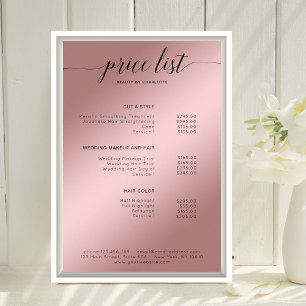Moderne Roségold (Imitat) Preisliste Poster