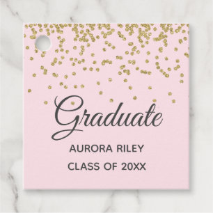Moderne roségoldene Glitter-Konfetti-Abschlussfeie Geschenkanhänger