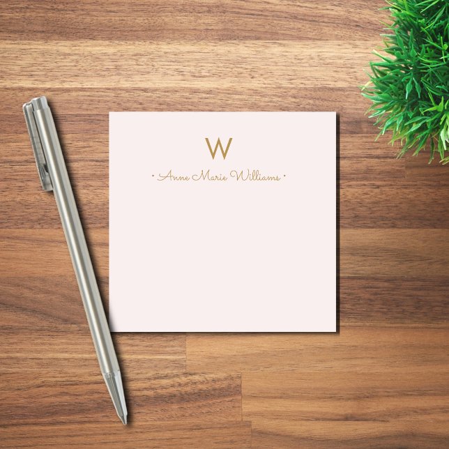 Moderne roségoldene Schriftmonogramm Post-it Klebezettel (Von Creator hochgeladen)