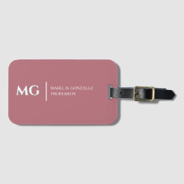 Moderne Roségoldene Trendige Stylische Monogramm Gepäckanhänger