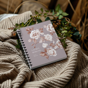 Moderne Rosen Botanisches Monogramm Notizbuch