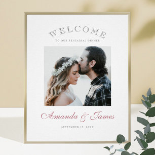 Moderne Rosen-Gold-Schrift Foto-Hochzeitsbegrüßung Poster