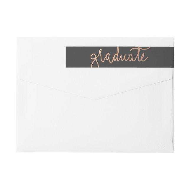 Moderne Rosen-Goldabsolvent-Typografie-Holzkohle (Rückseite)