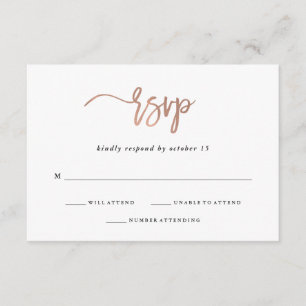 Moderne Rosen-Goldhochzeits-Antwort des Skript-  RSVP Karte