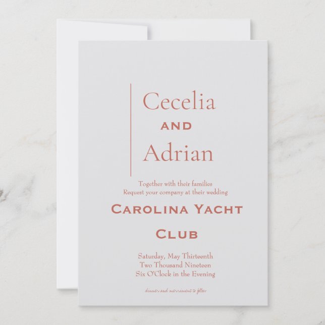 Moderne Rosthochzeit Einladung (Vorderseite)