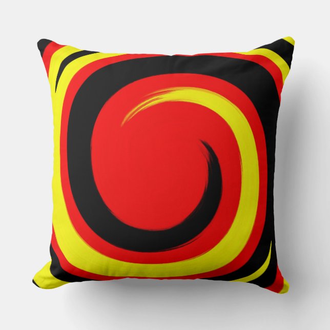 Moderne Rot-Gelb-Swirt Abstrakte Kunst Kissen (Vorderseite)