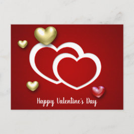 Moderne Rot-Gold-Valentinstag-Herzen Feiertagspostkarte