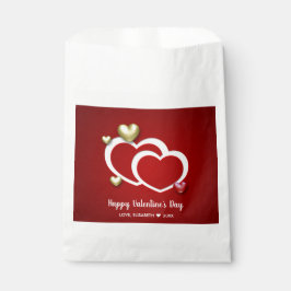 Moderne Rot-Gold-Valentinstag-Herzen Geschenktütchen