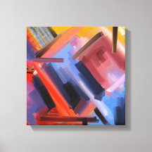 Moderne Rot-Orange Schwarz-Rosa Blaue Abstraktion