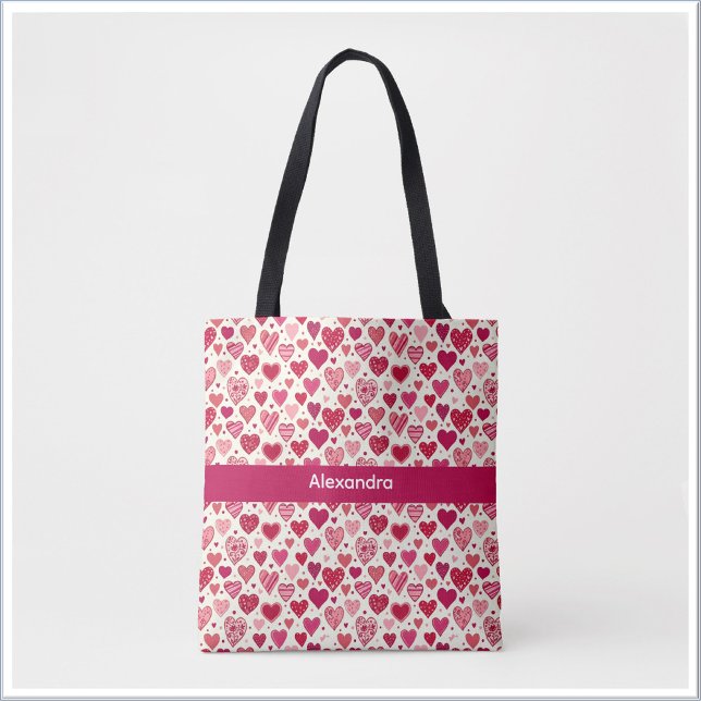 Moderne Rot- und Rosa-Herzen-Muster Tasche (Von Creator hochgeladen)