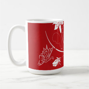 Moderne Rot- und Weißblumen Kaffeetasse