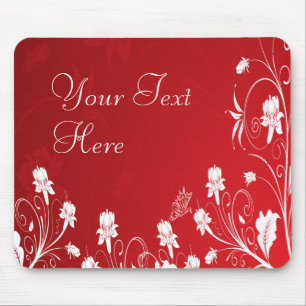 Moderne Rot- und Weißblumen Mousepad