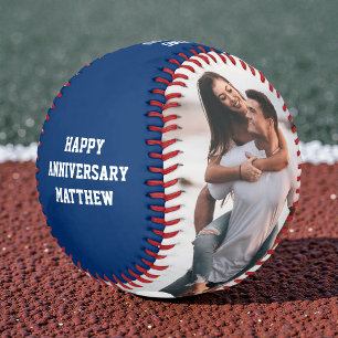 Moderne Rot Weiß Blau Paar-Jubiläum 2 Foto Baseball