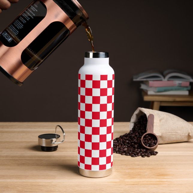 Moderne Rot-Weiß-kroatische Schachbretter Trinkflasche (Kaffee)