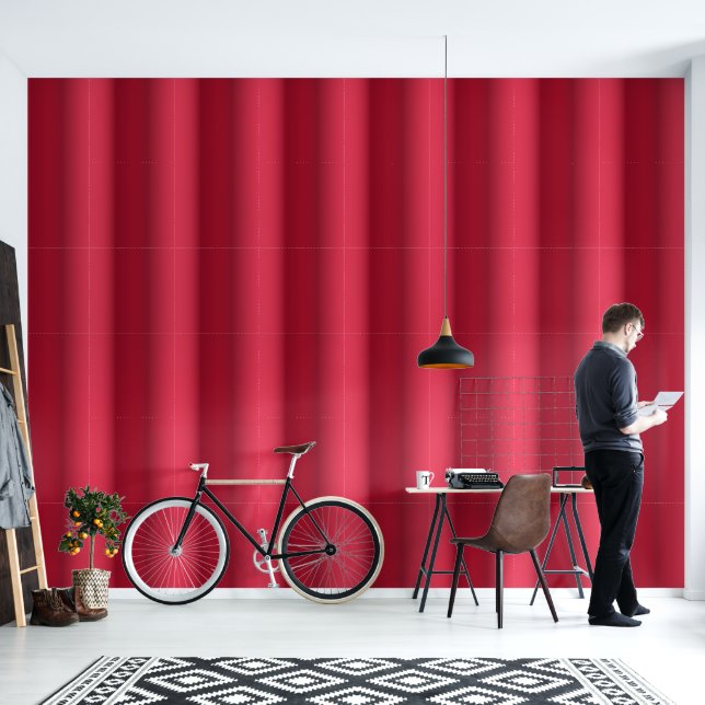 Moderne rote 3D-Effekt-Streifen Tapete (Wohnbereich)