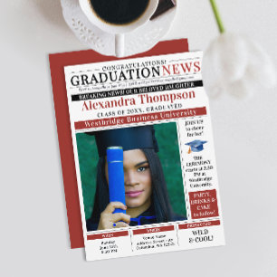 Moderne rote Abschlusszeitung Titelseite Hochschul Einladung