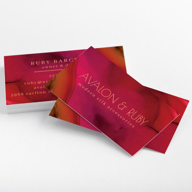Moderne Rote Abstrakte Kunst Beruflich Visitenkarte (Stacked Modern Red Abstract Art Professional Business Cards—Front & Back)
