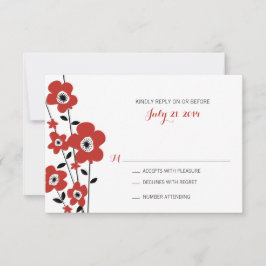 Moderne Rote Anemone-Blume | Hochzeit RSVP