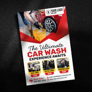 Moderne rote Autowäsche - Auto-Detailing - Autopfl Flyer