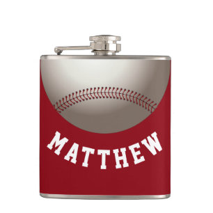 Moderne rote Baseball-Personalisierte Namensdruck Flachmann