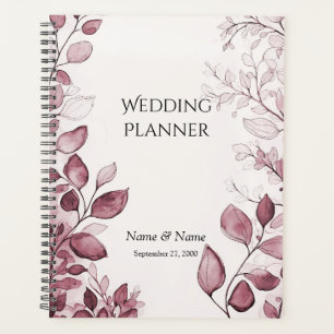 Moderne rote Blätter Hochzeitsplaner Planer