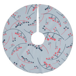 Moderne rote blaue Beerenmuster Polyester Weihnachtsbaumdecke