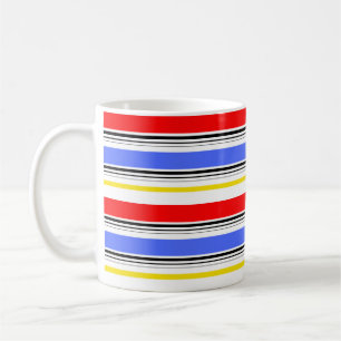 Moderne rote blaue weiße Streifen Kaffeetasse