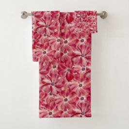 Moderne rote Blume Blumenmuster Badhandtuch Set