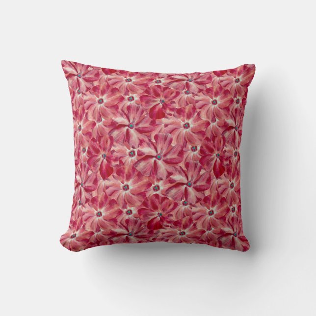 Moderne rote Blume Blumenmuster Kissen (Vorderseite)