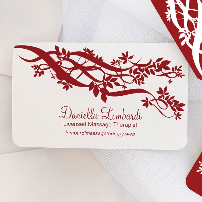 Moderne Rote Branchen Zen Visitenkarte (Modern Zen business card with rounded corners.)