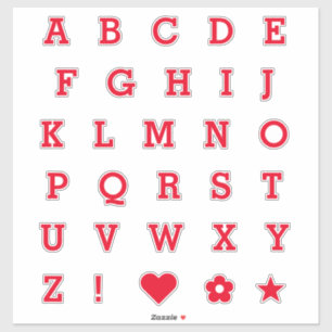 Moderne rote Buchstaben   Monogram Alphabet Sticke Aufkleber