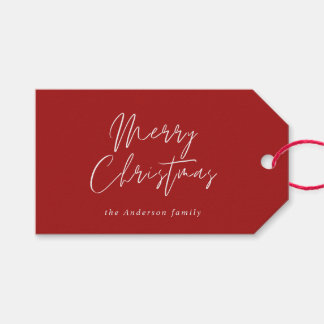 Moderne Rote Calligrafie Frohe Weihnachtsschrift Geschenkanhänger