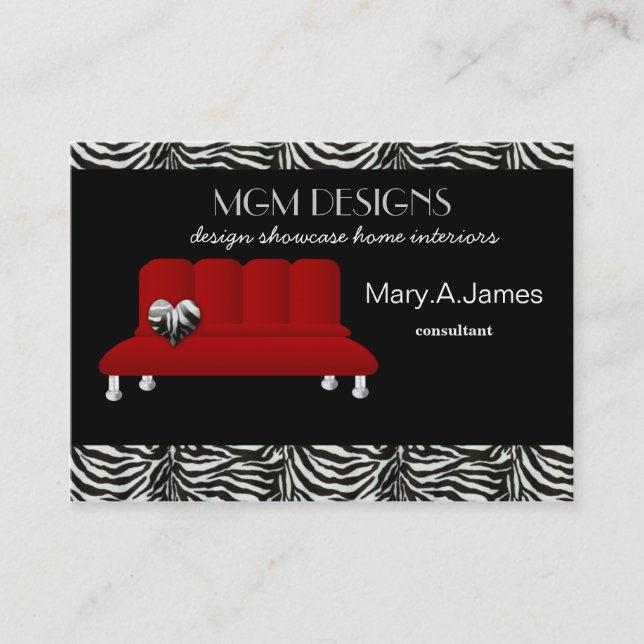 Moderne rote Dekoration Business Cards Visitenkarte (Vorderseite)