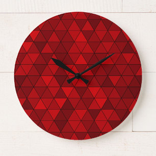 Moderne rote Dreiecke Geometrisch Stilvoll Große Wanduhr