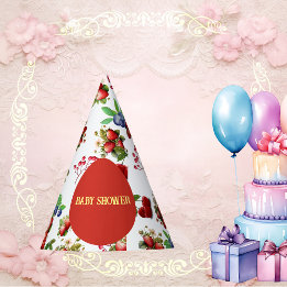 Moderne rote Erdbeere Blaue Beere Süße Baby Shower Partyhütchen
