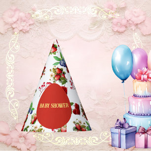 Moderne rote Erdbeere Blaue Beere Süße Baby Shower Partyhütchen