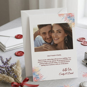 Moderne rote Foto-Hochzeit-Dankeskarten mit Notiz Einladung