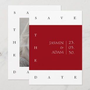 Moderne rote Foto-Hochzeit 'Save The Date' Save The Date