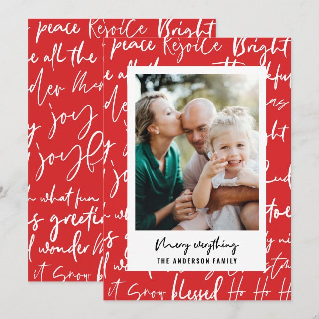 Moderne rote Grafiktypografie Weihnachten 1 Foto (Vorne/Hinten)