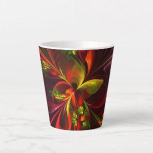 Moderne rote grüne Blumen abstrakte Kunst Muster # Milchtasse