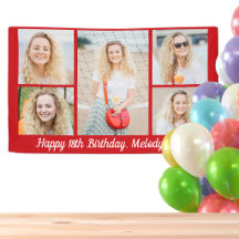 Moderne rote Happy Birthday-Fotocollage-Party