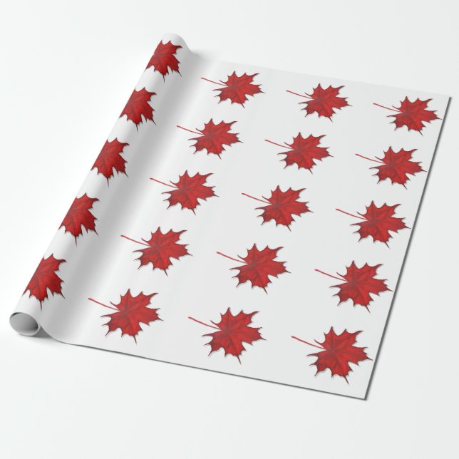 Moderne rote Herbst-Ahornblatt Danksagung Geschenkpapier (Ungerollt)